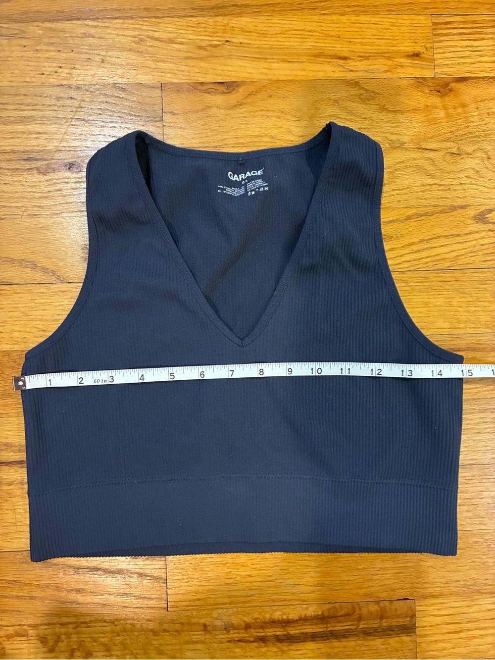 Garage Ribbed V-Neck Crop Tank - Navy